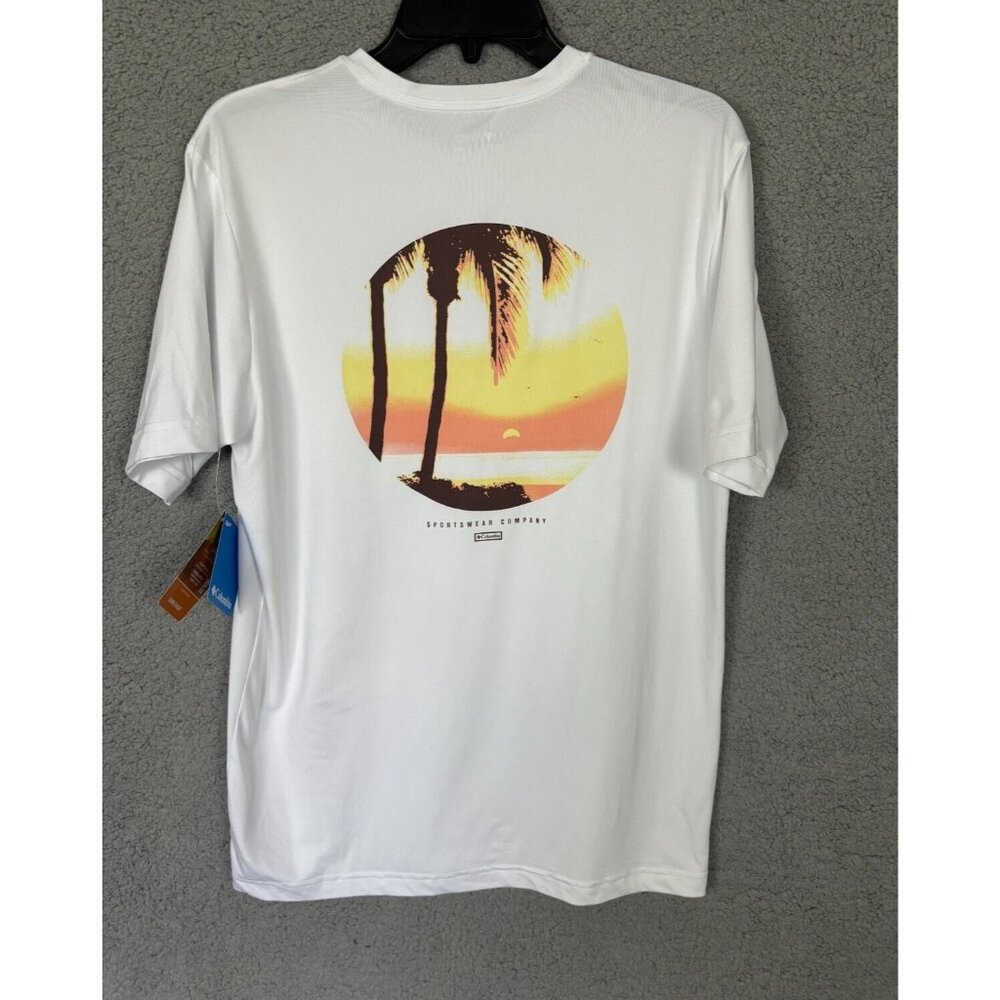 Columbia Mens Omni Shade Tech Trail Graphic Tee UPF 50 White Small New With Tags - Picture 3 of 8